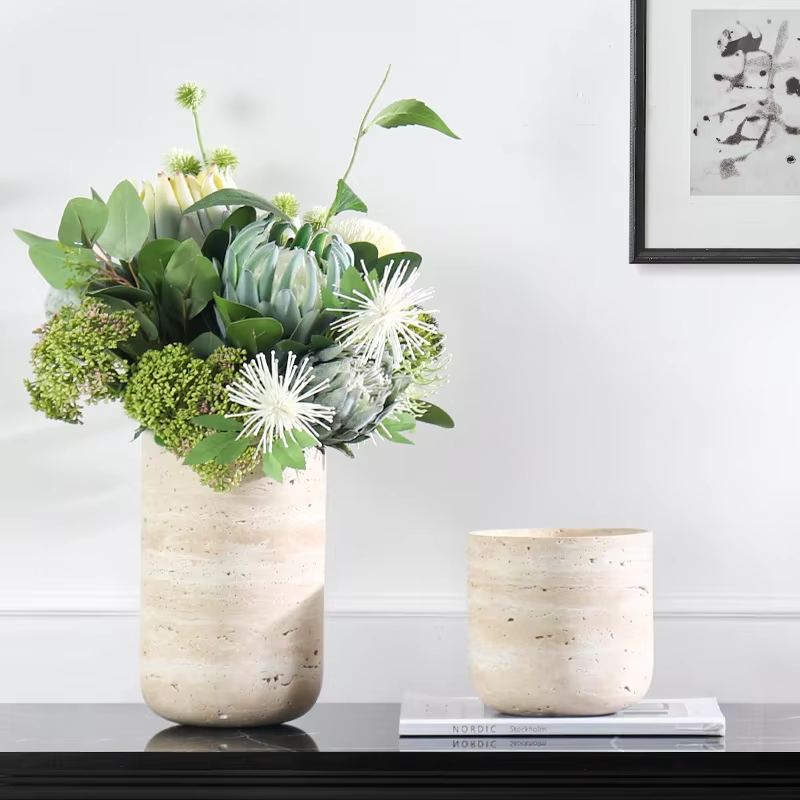 Home Decor Vase With Flowers - Customized Natural Marble Vase Novelty &