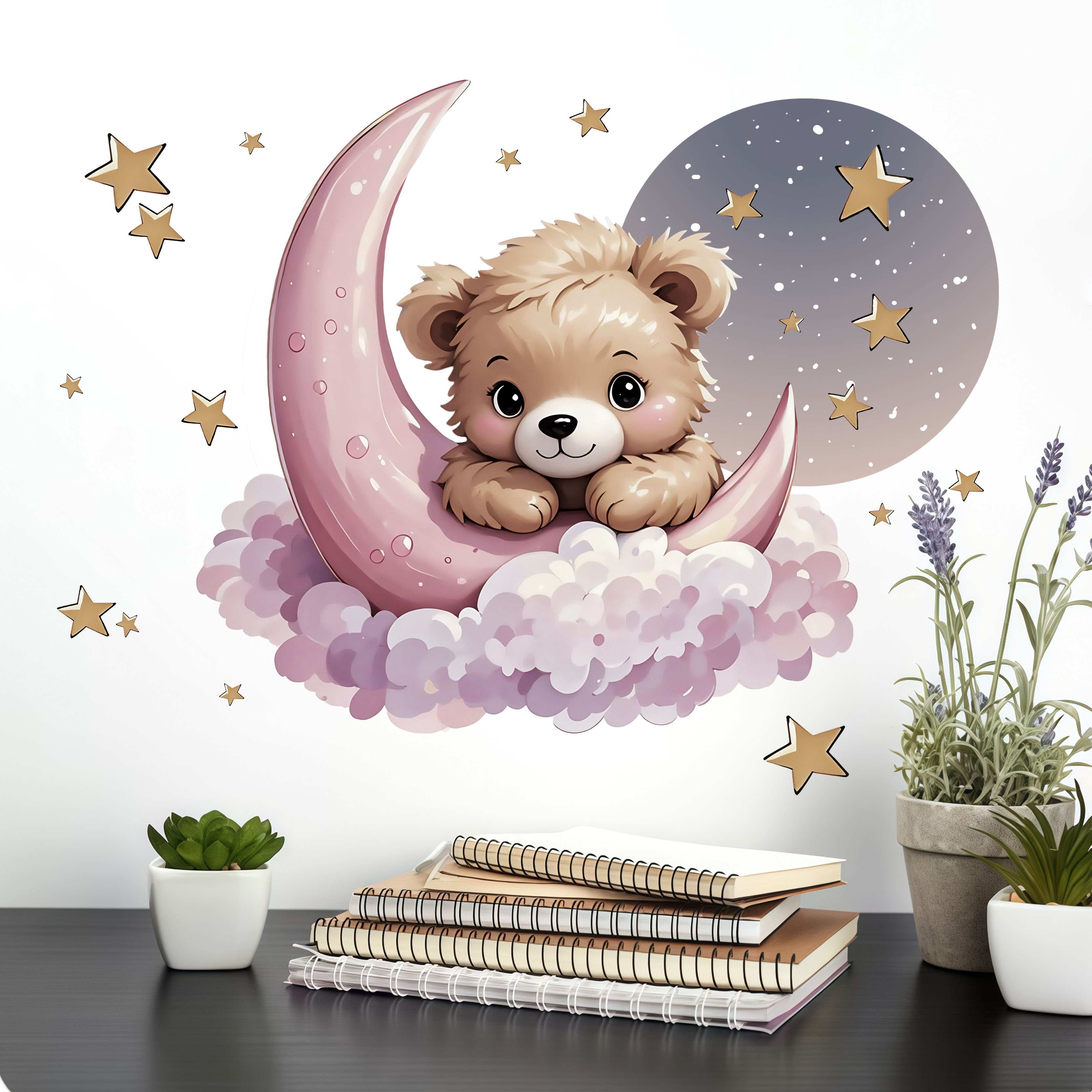 Home Decor Wall Tiles - New Arrival Bear Star Moon Night