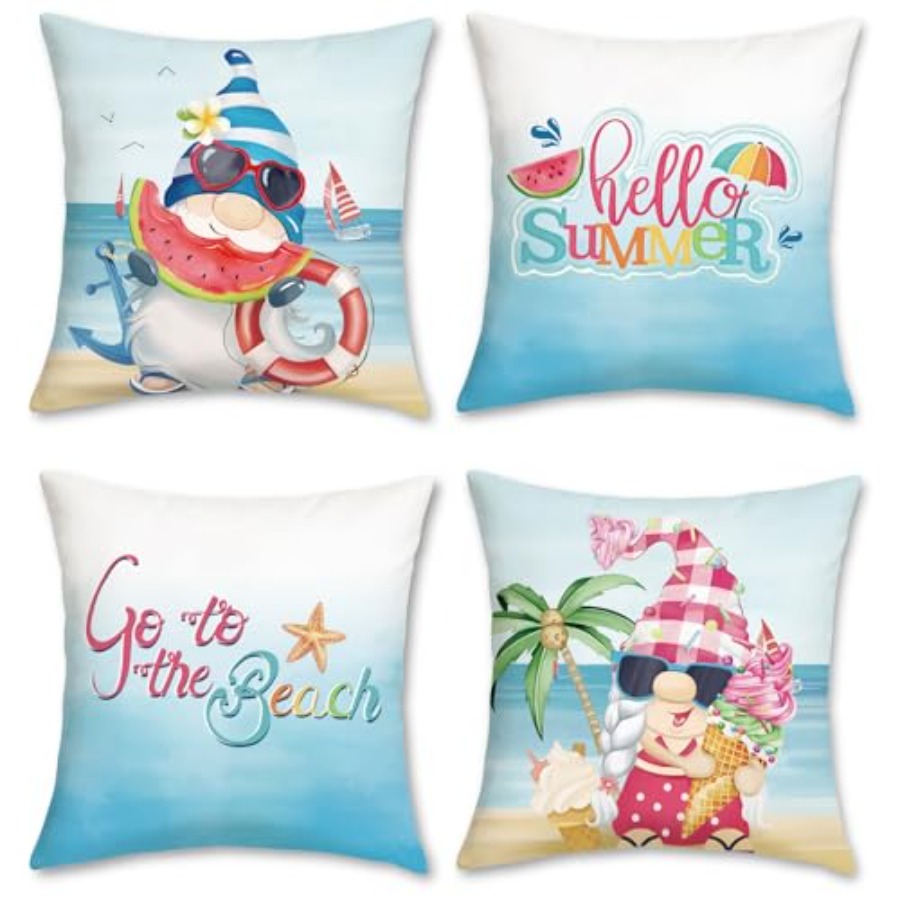 Home Decor Sofa - Beach Coastal Throw Pillow Covers, Blue