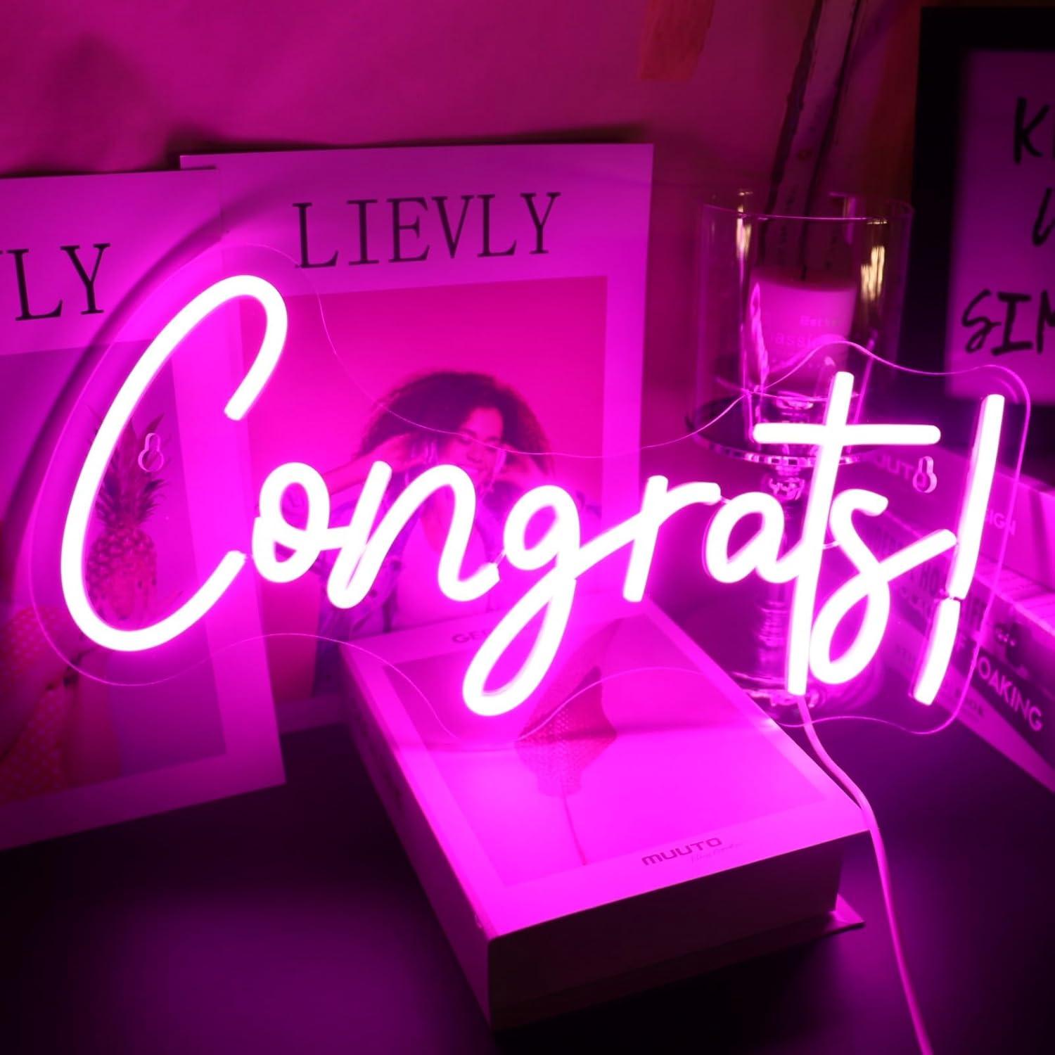 Home Decor Lighting - Congrats Neon Sign LED Word Light