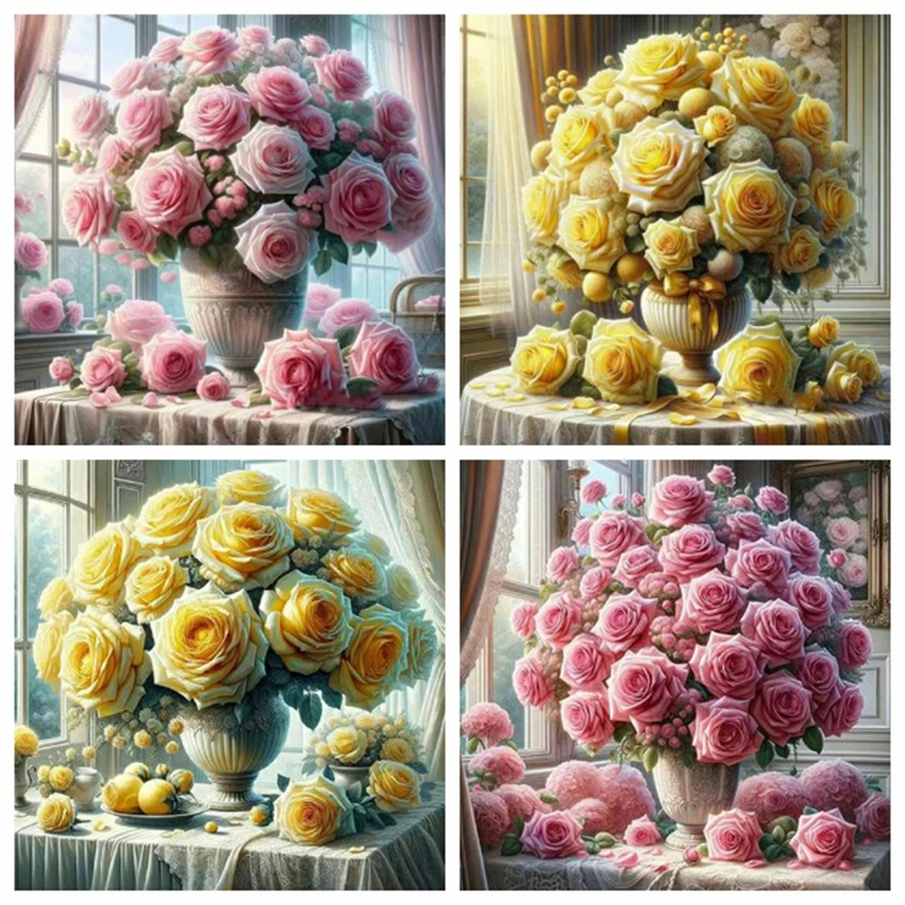 Home Decor Vase With Flowers - 1PC frameless 5D Diy Diamond Painting