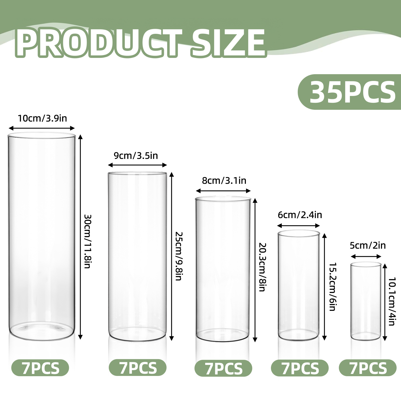 Floating Shelves - WHONLINE 35pcs Clear Glass Cylinder Vases,