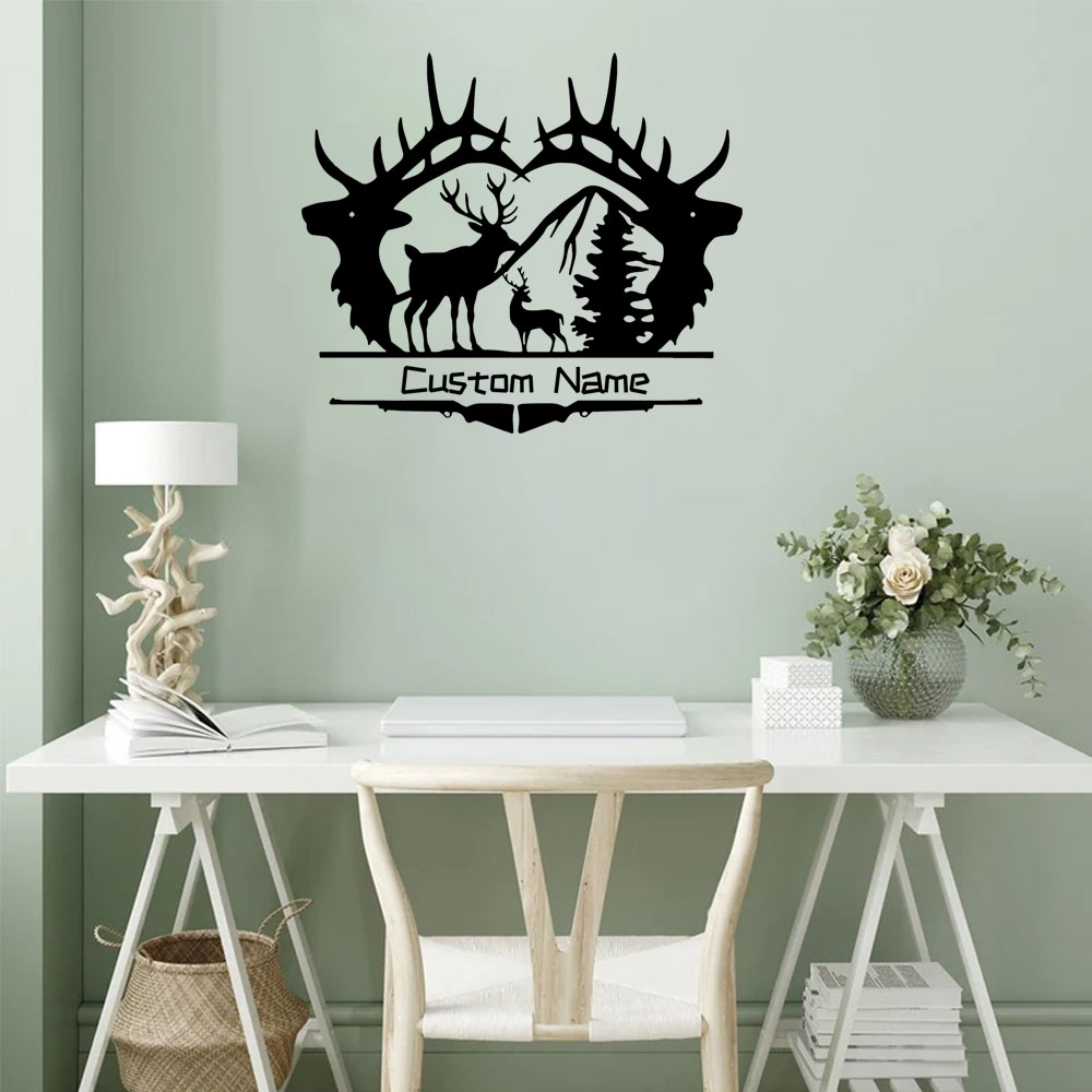 Home Decor Wall Tiles - 1PC Cute Moose Customizable Text Name