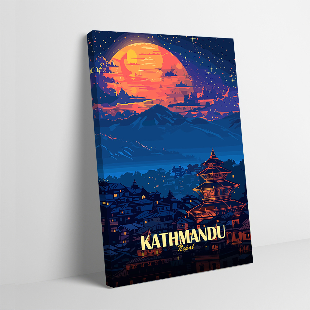 Home Decor Kathmandu - Kathmandu Nepal Nightscape Art Poster Customizable