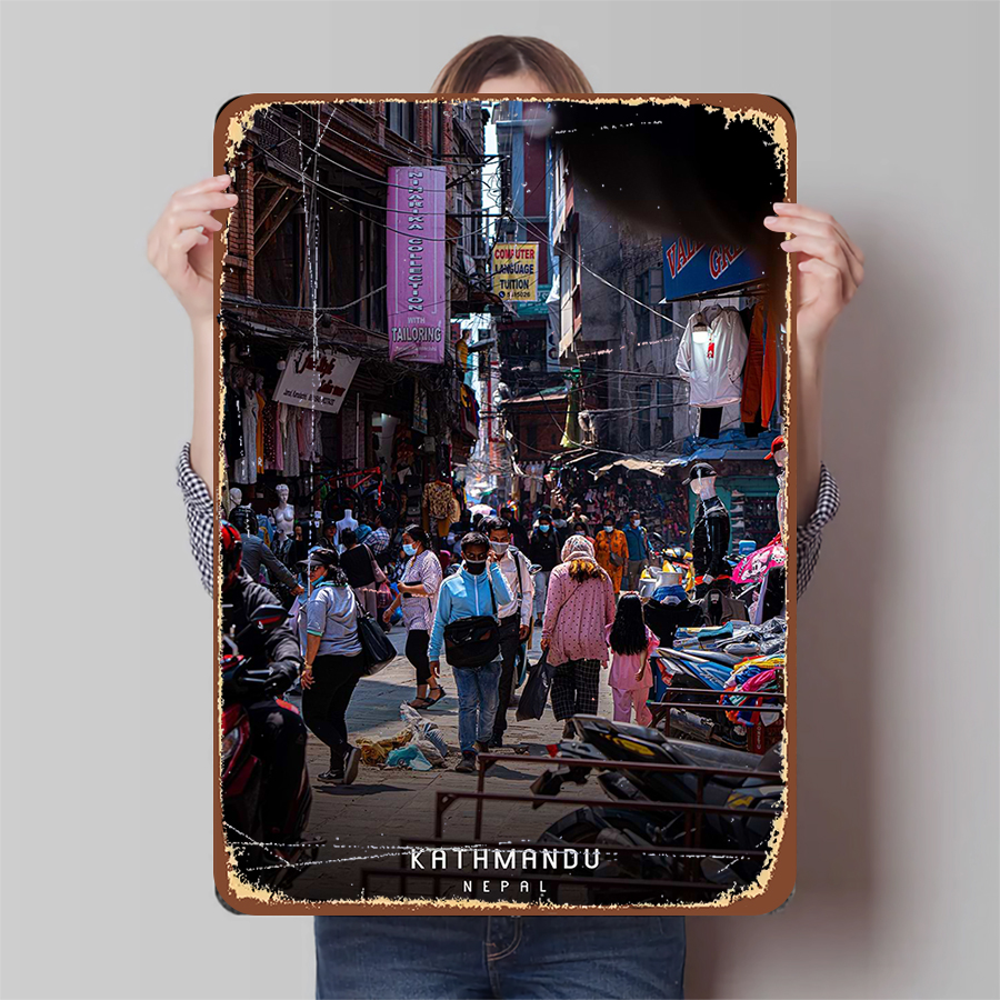 Home Decor Kathmandu - Custom Nepal Kathmandu Street View Metal