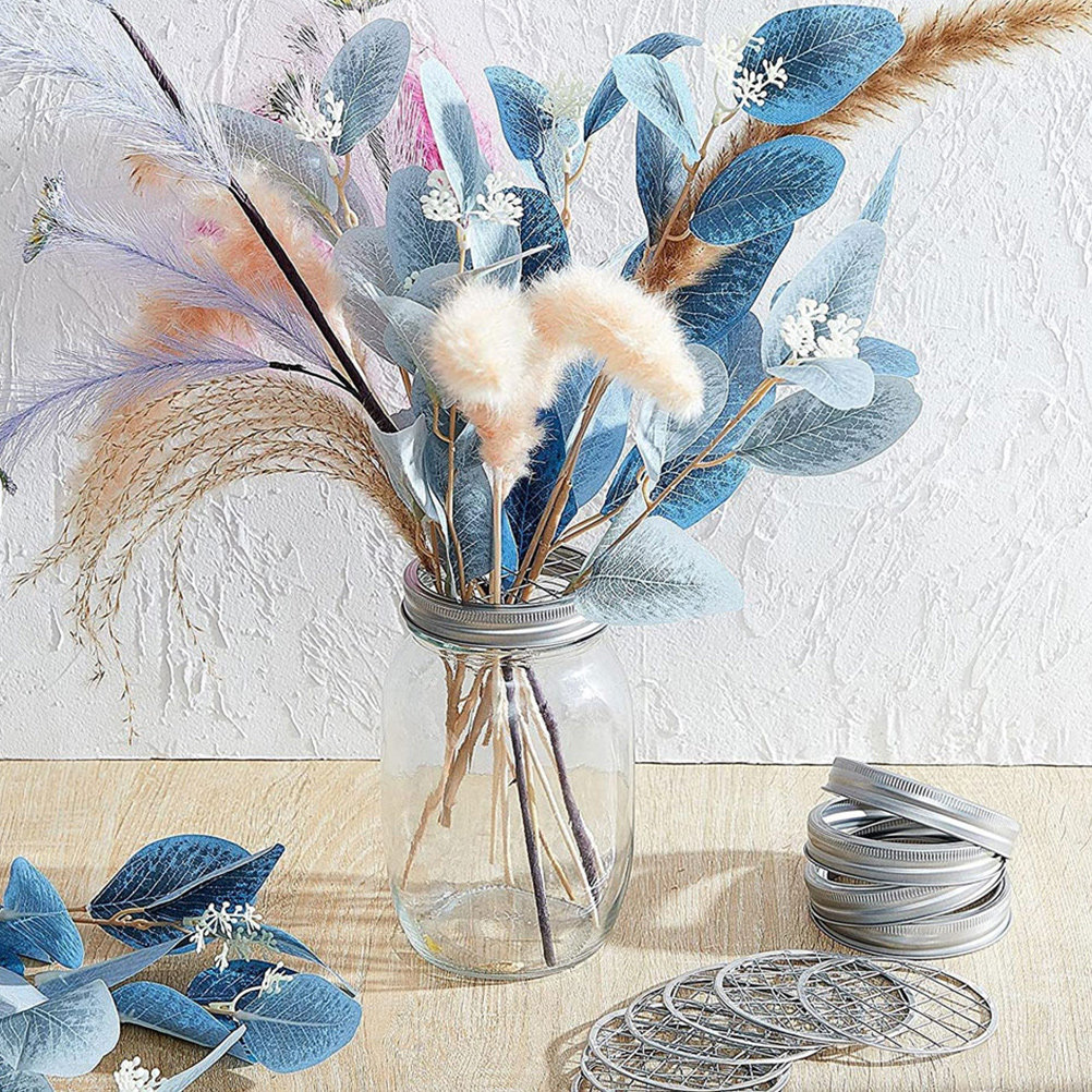 Home Decor Vase With Flowers - 10Pcs Stainless Steel Jar Flower Grid