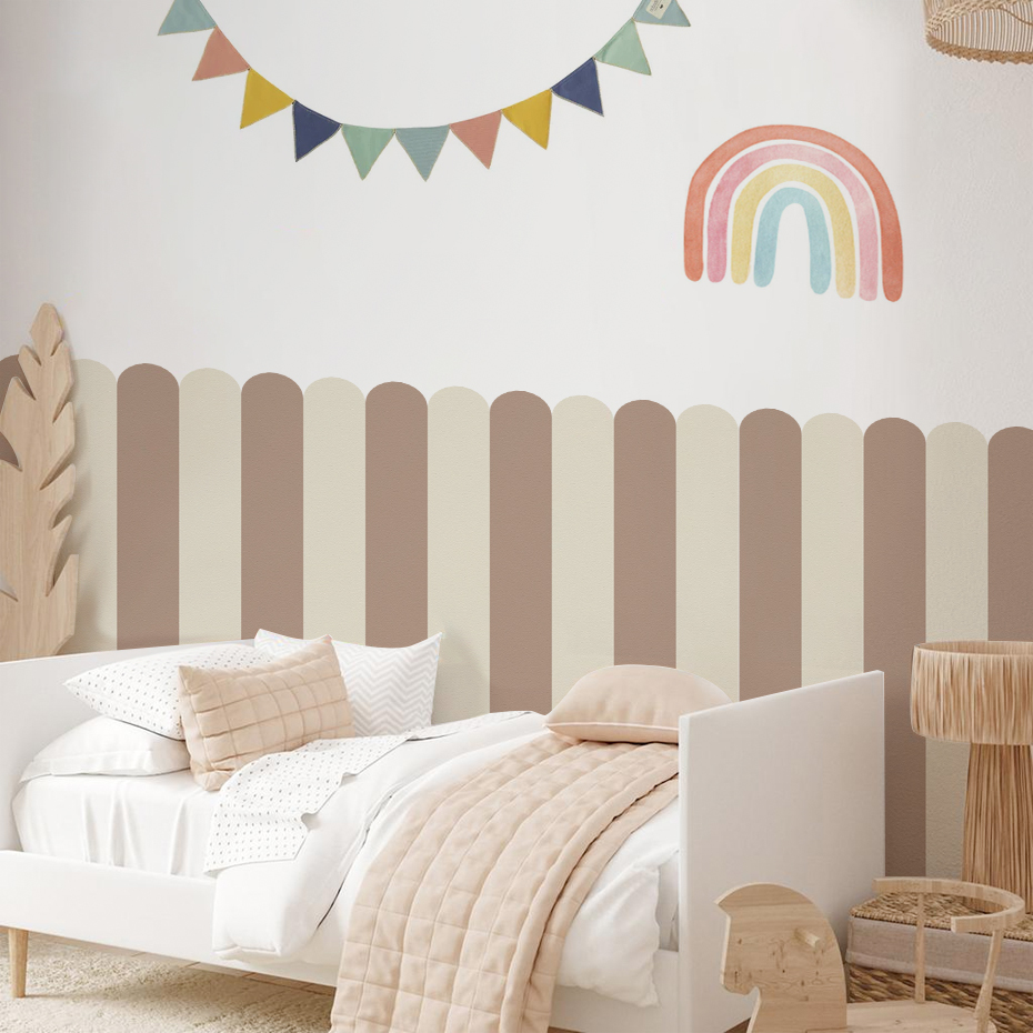 Home Decor Wall Tiles - Multicolor Vertical Striped Arc Wallpaper Nursery