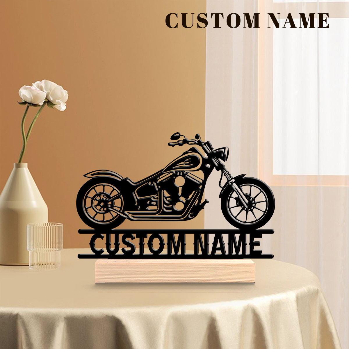 Home Decor Happy - 1Pc Csutom Name Road Motorbike Wooden