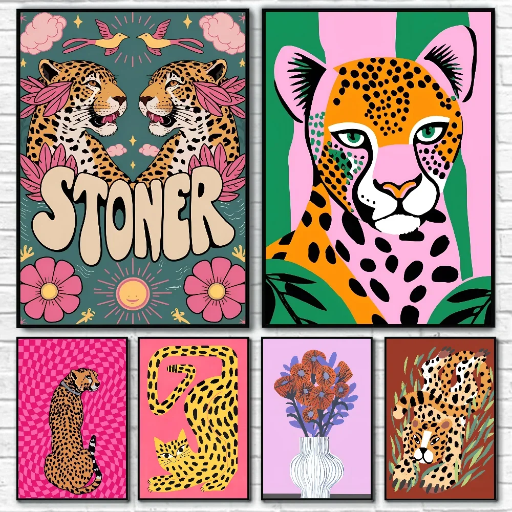 Home Decor Vase With Flowers - Wild Leopard Tiger Vase Flower Poster
