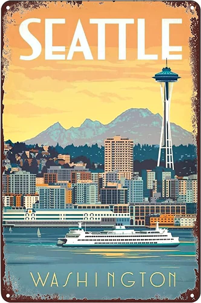 Vintage Tin Sign Seattle Washi - Home Decor Usa 리뷰 및 가격