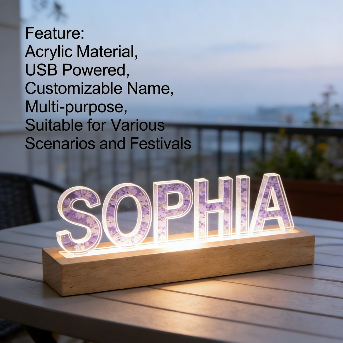 1pc Custom Text Floral Acrylic - Home Decor Lighting 리뷰 및 가격