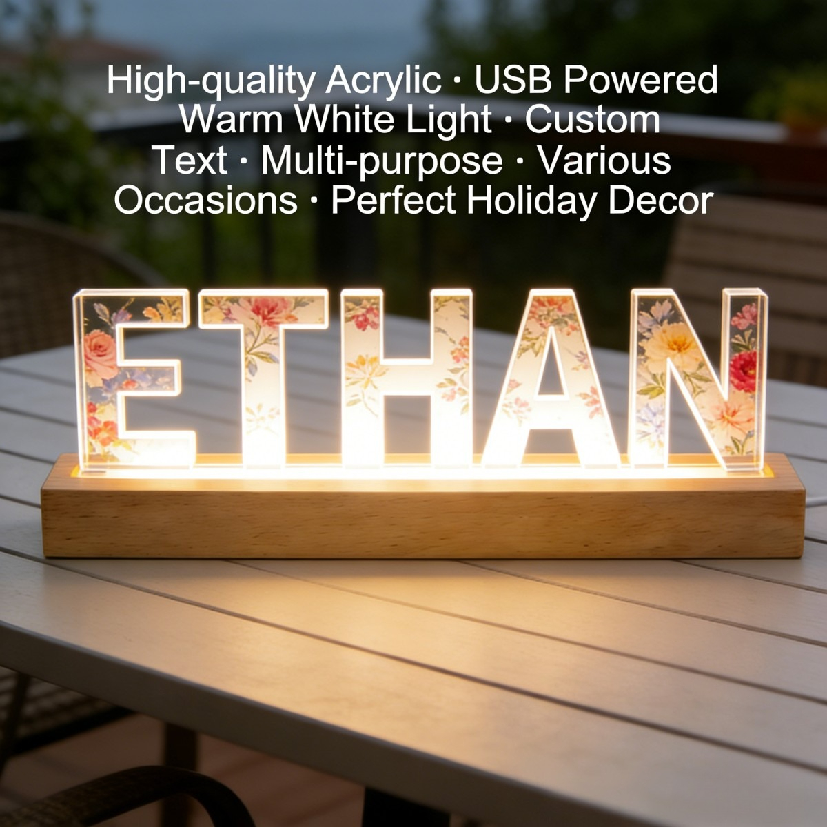 1pc Custom Text Floral Acrylic - Home Decor Lighting 리뷰 및 가격