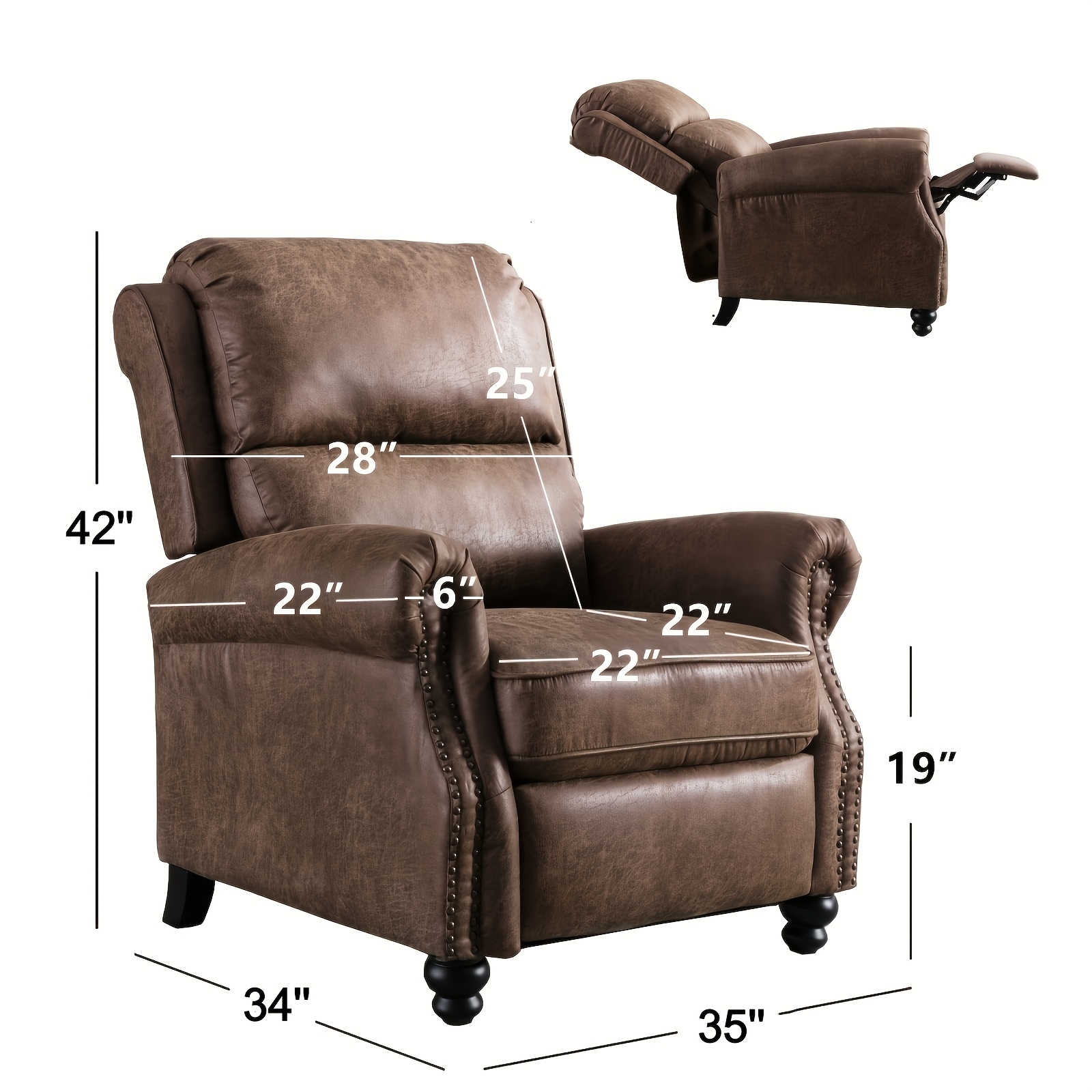 Pushback Recliner Chair Faux L - Home Decor Sofa 리뷰 및 가격