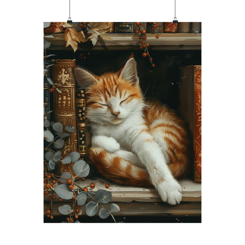 Cute Cat and Book Poster Victo - Victory Home Decor 리뷰 및 가격