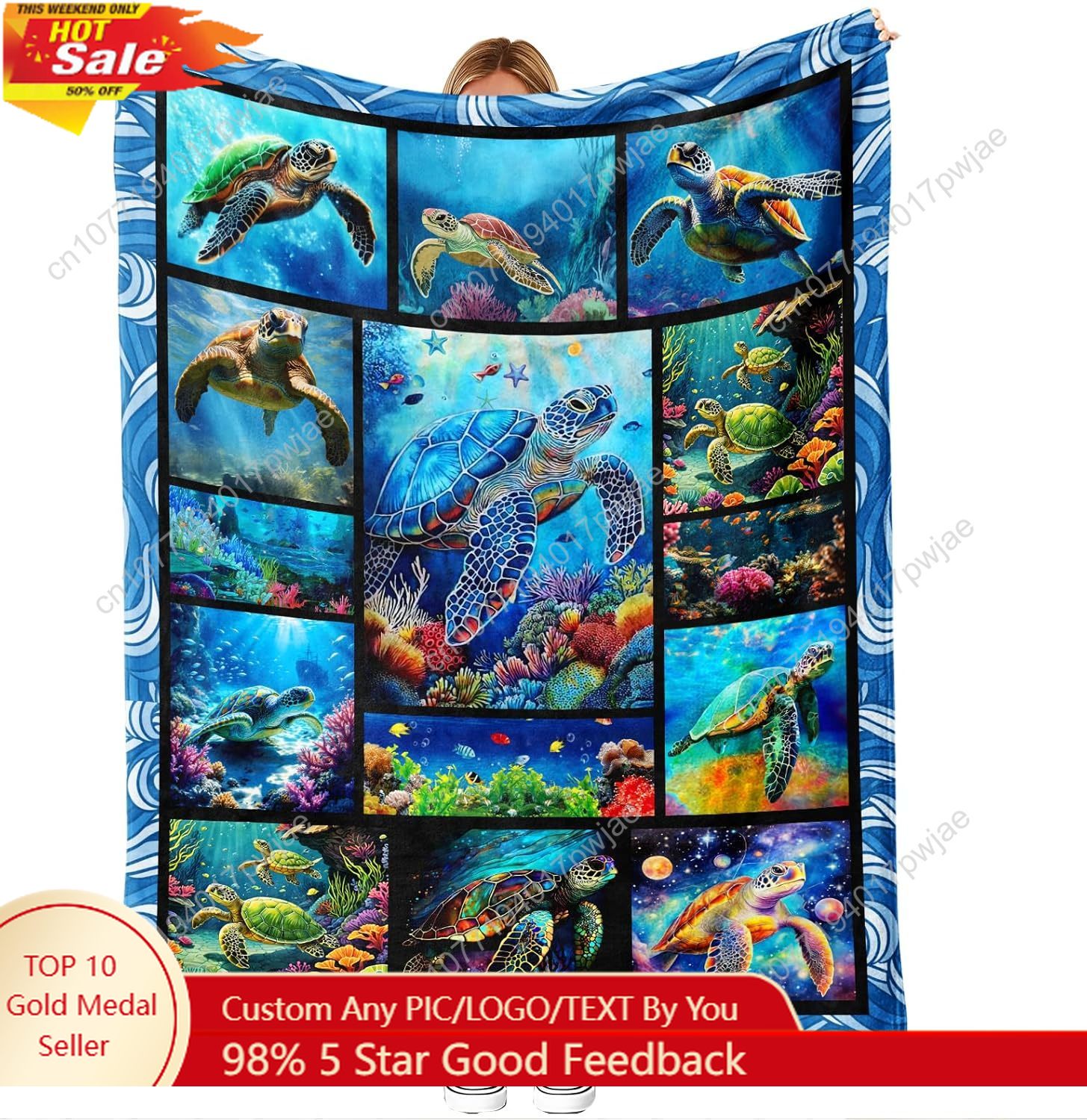 Sea Turtle Flannel Throw Blank - Home Decor Sofa 리뷰 및 가격