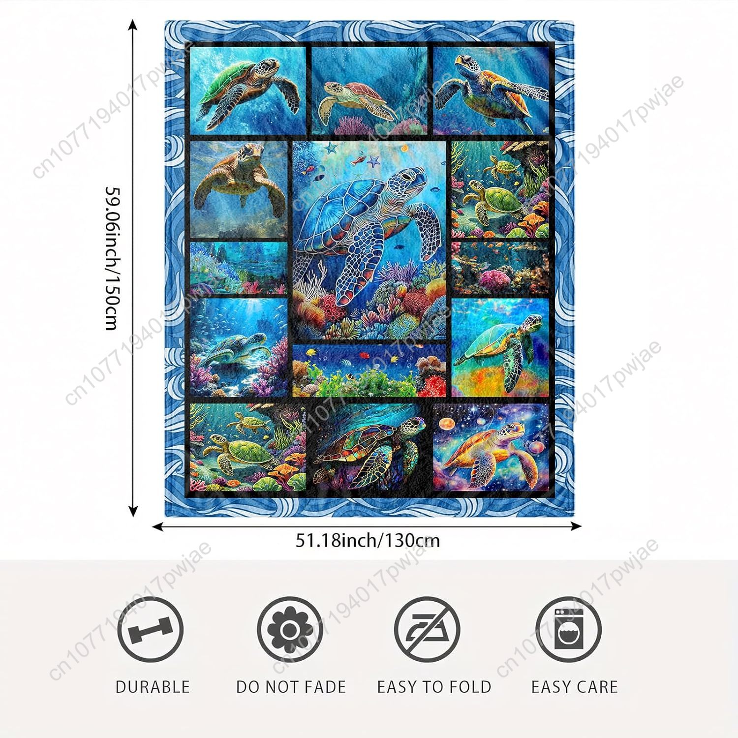 Sea Turtle Flannel Throw Blank - Home Decor Sofa 리뷰 및 가격