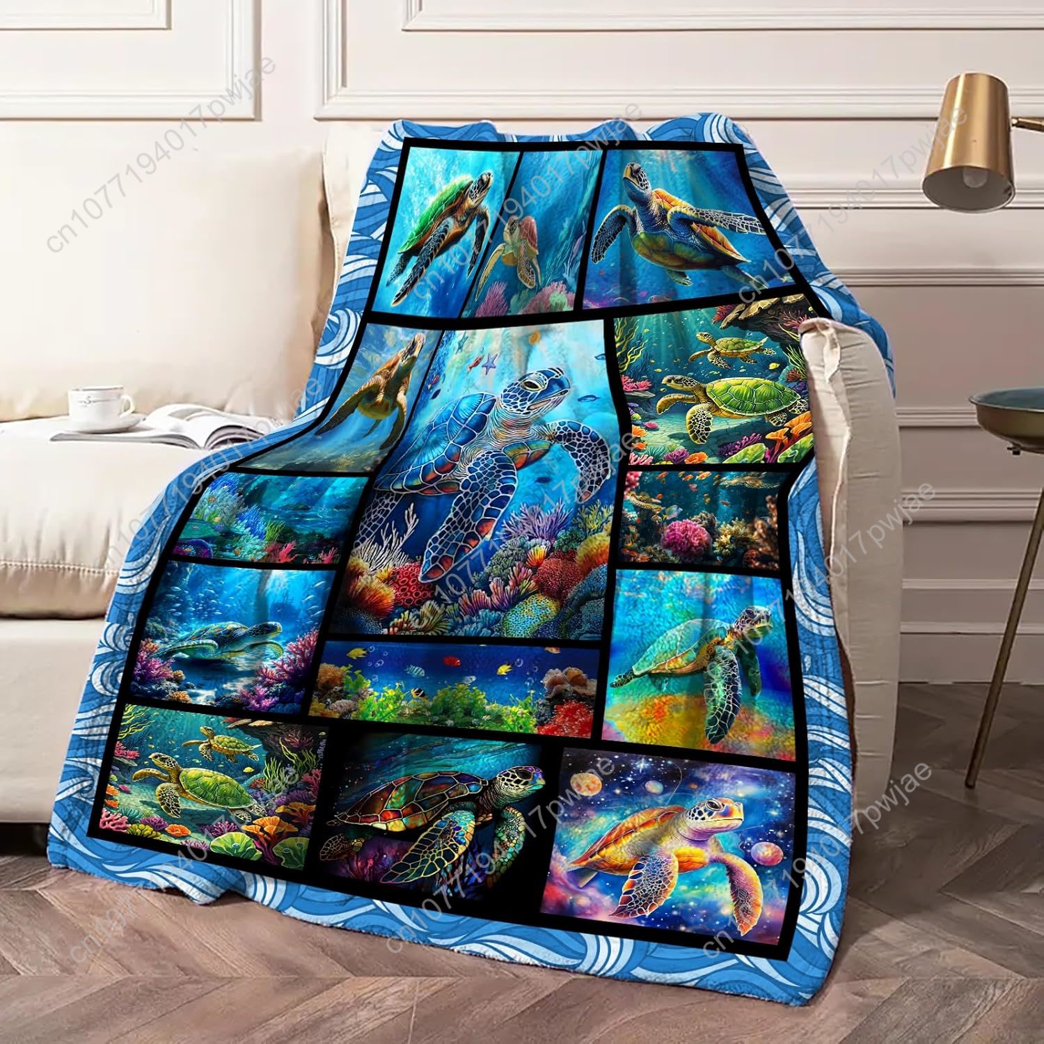 Sea Turtle Flannel Throw Blank - Home Decor Sofa 리뷰 및 가격