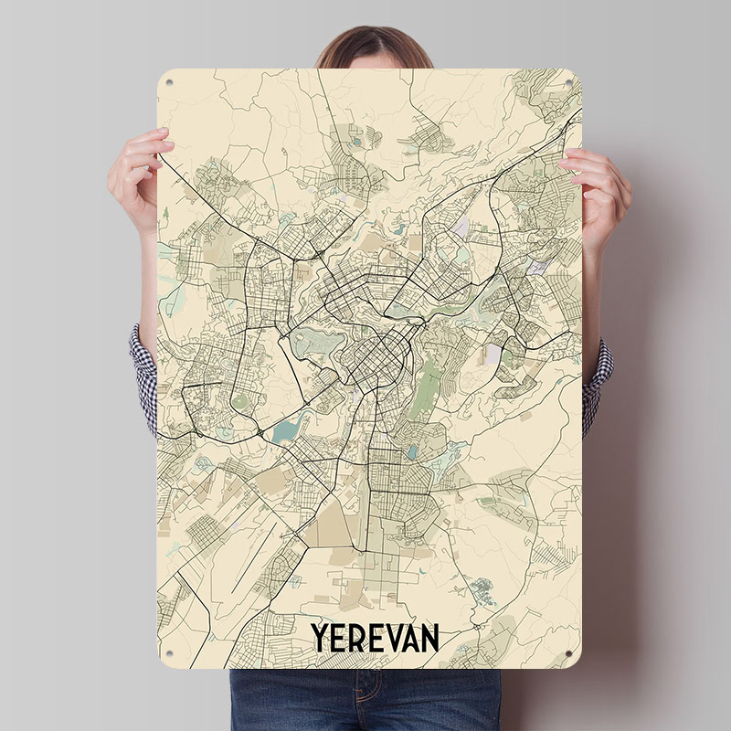Yerevan City Map Tinplate Post - Home Decor Yerevan 리뷰 및 가격
