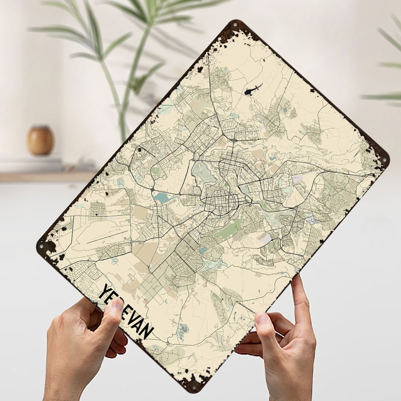 Yerevan City Map Tinplate Post - Home Decor Yerevan 리뷰 및 가격