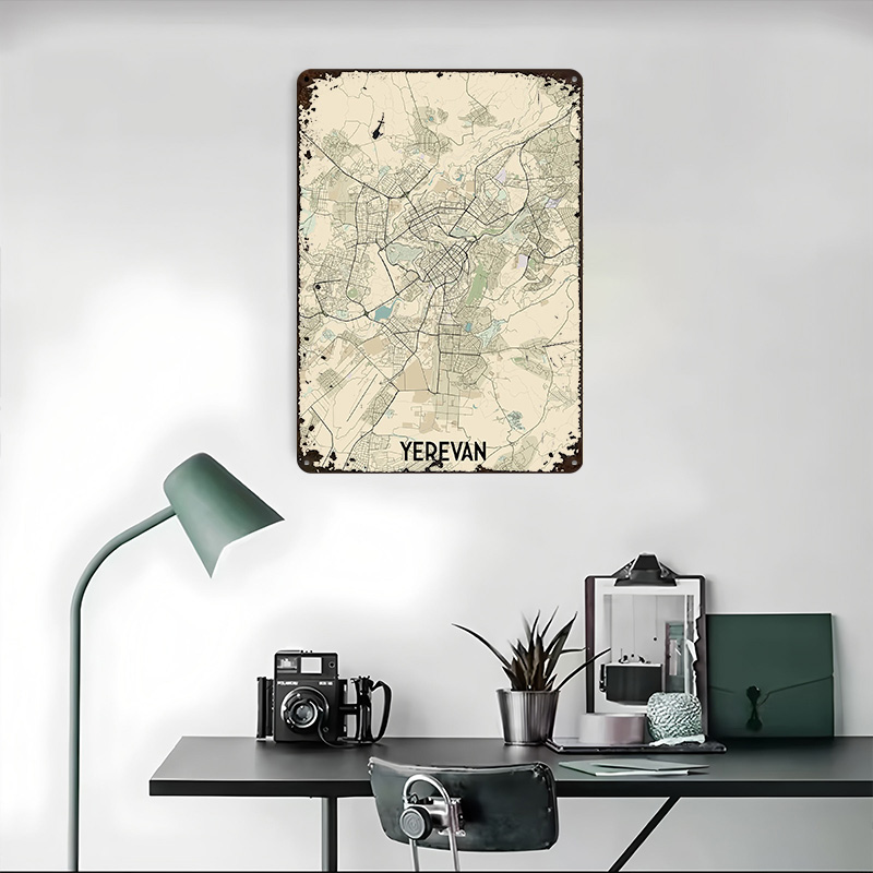 Yerevan City Map Tinplate Post - Home Decor Yerevan 리뷰 및 가격