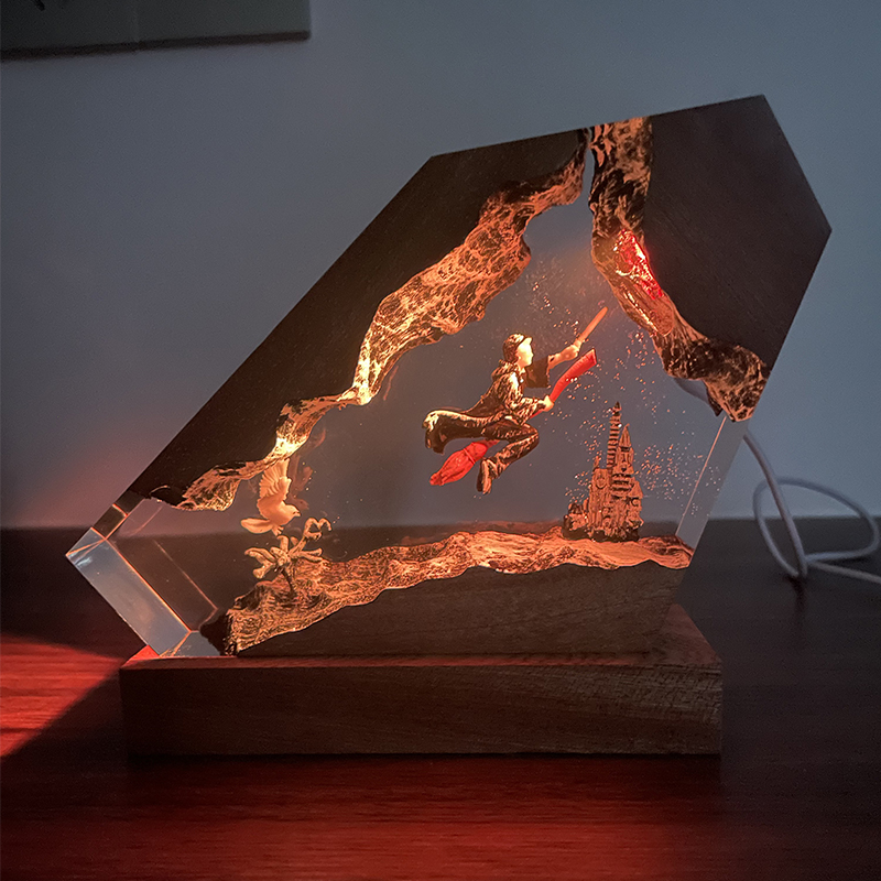 Wood Resin Epoxy Lamp Wizard B - Home Decor Lighting 리뷰 및 가격