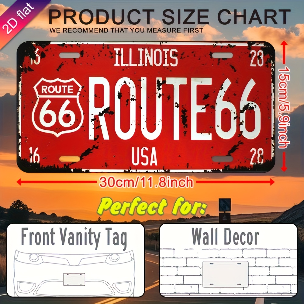 Illinois Route 66 USA Vintage  - Home Decor Usa 리뷰 및 가격