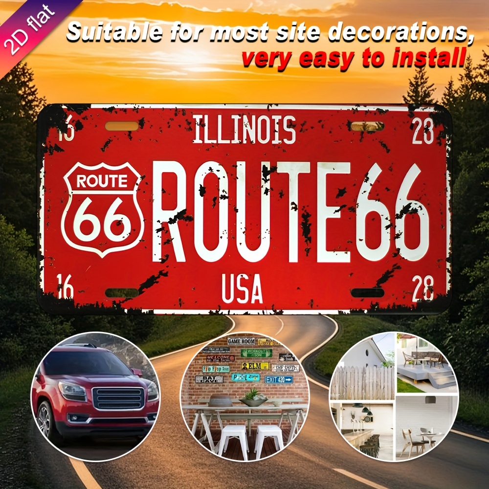 Illinois Route 66 USA Vintage  - Home Decor Usa 리뷰 및 가격