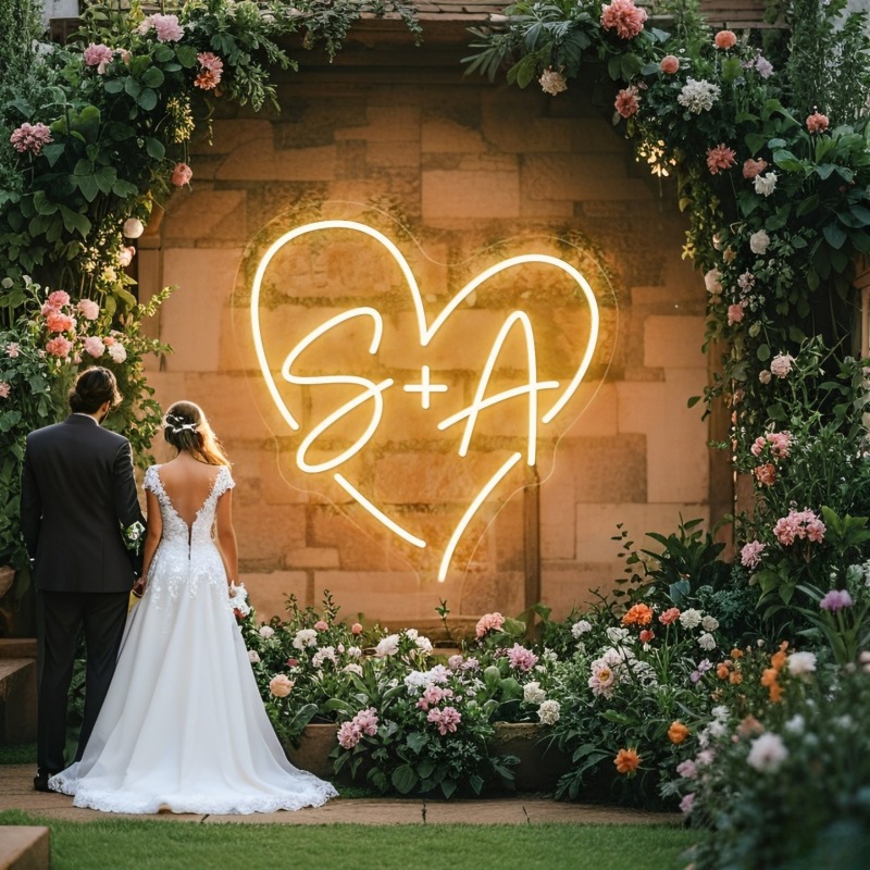 Custom Initials Heart LED Neon - Home Decor Lighting 리뷰 및 가격