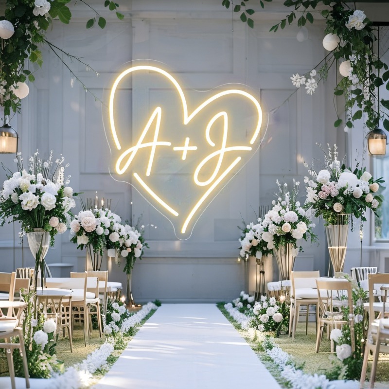Custom Initials Heart LED Neon - Home Decor Lighting 리뷰 및 가격