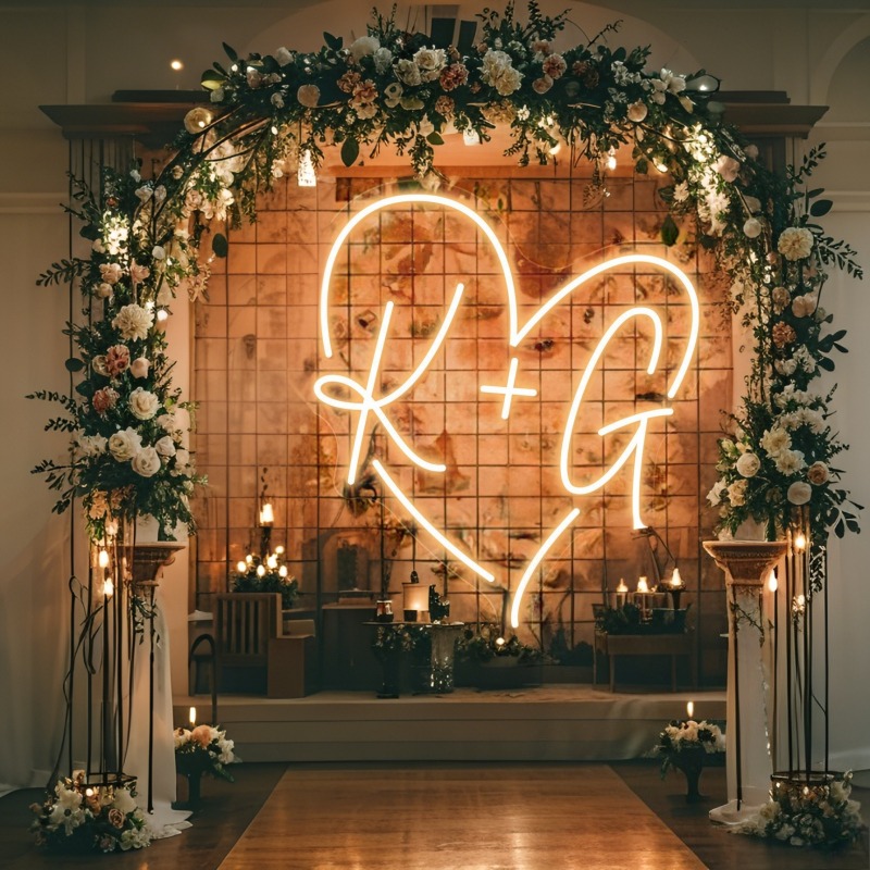 Custom Initials Heart LED Neon - Home Decor Lighting 리뷰 및 가격