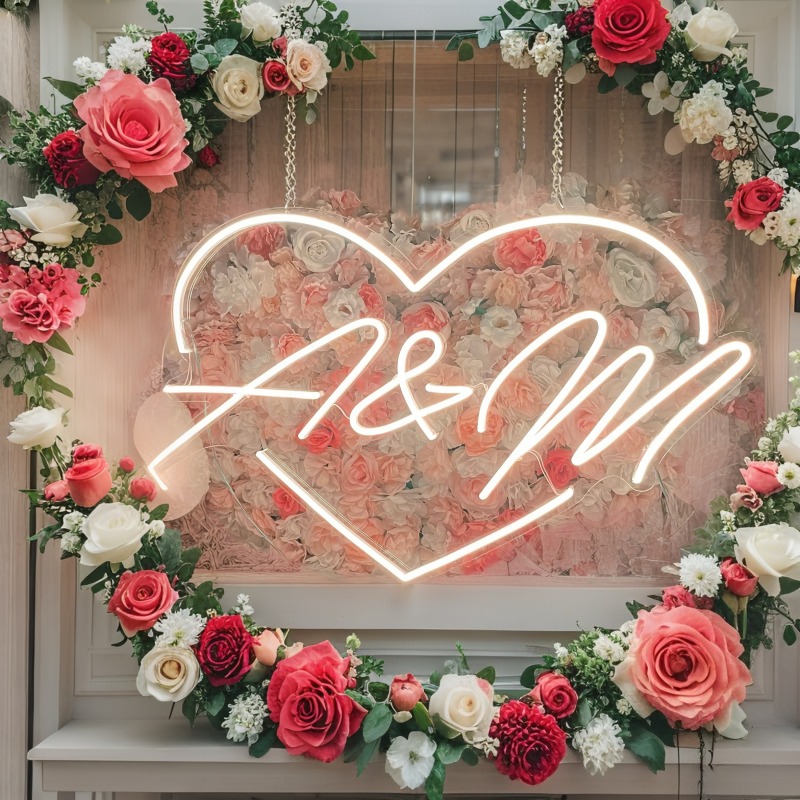 Custom Initials Heart LED Neon - Home Decor Lighting 리뷰 및 가격