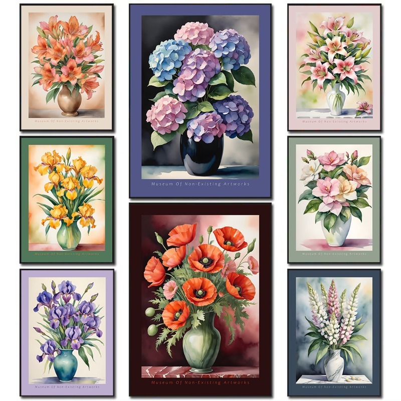 Watercolor Flowers in Vase – M - Home Decor Vase With Flowers 리뷰 및 가격