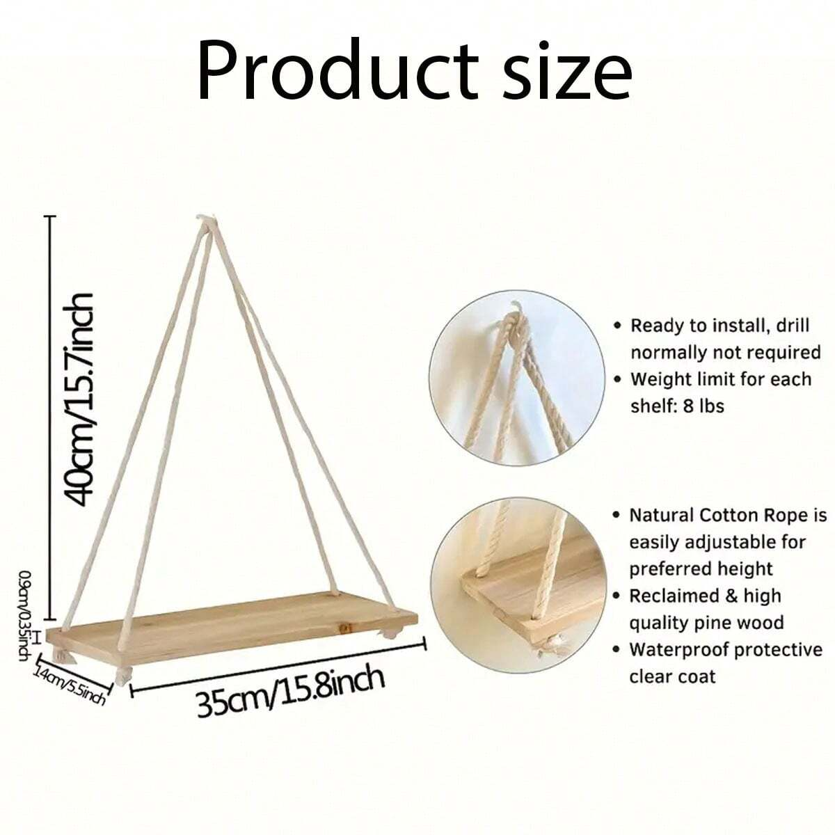 Wooden Swing Hanging Hemp Rope - Floating Shelves 리뷰 및 가격