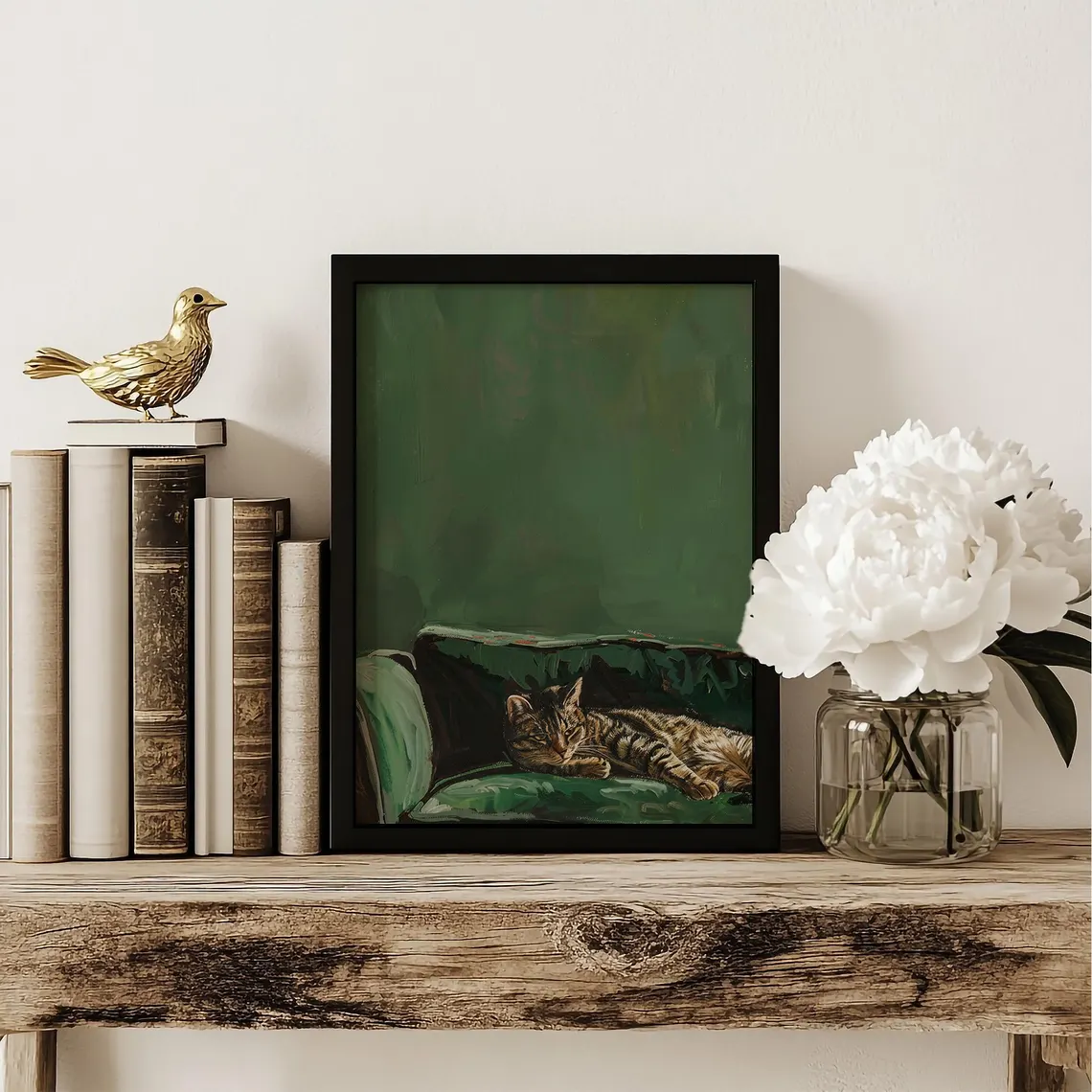 Sleepy Tabby Cat Art Print: Gr - Home Decor Sofa 리뷰 및 가격