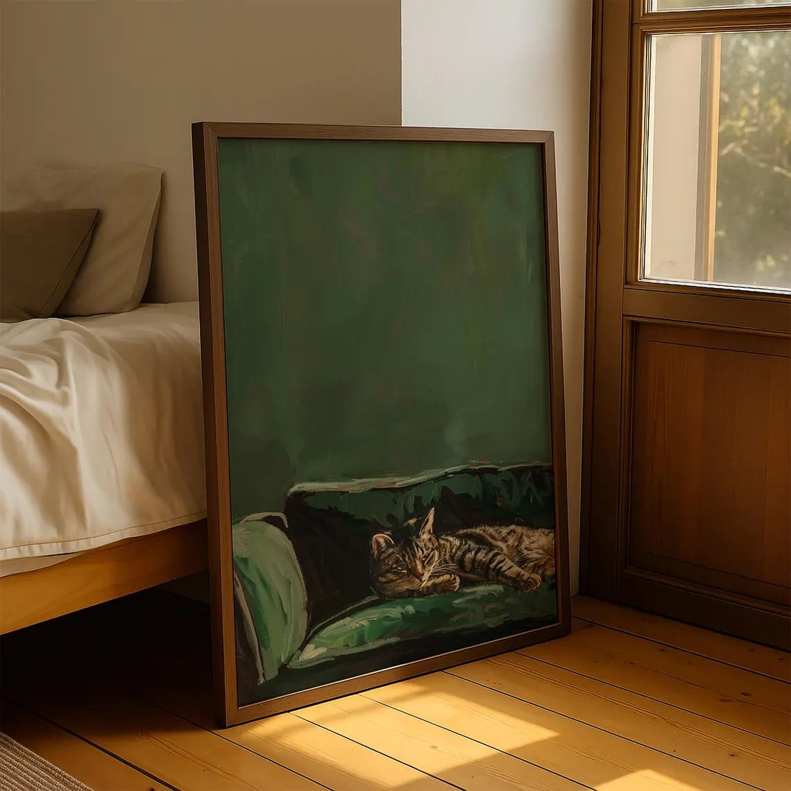 Sleepy Tabby Cat Art Print: Gr - Home Decor Sofa 리뷰 및 가격