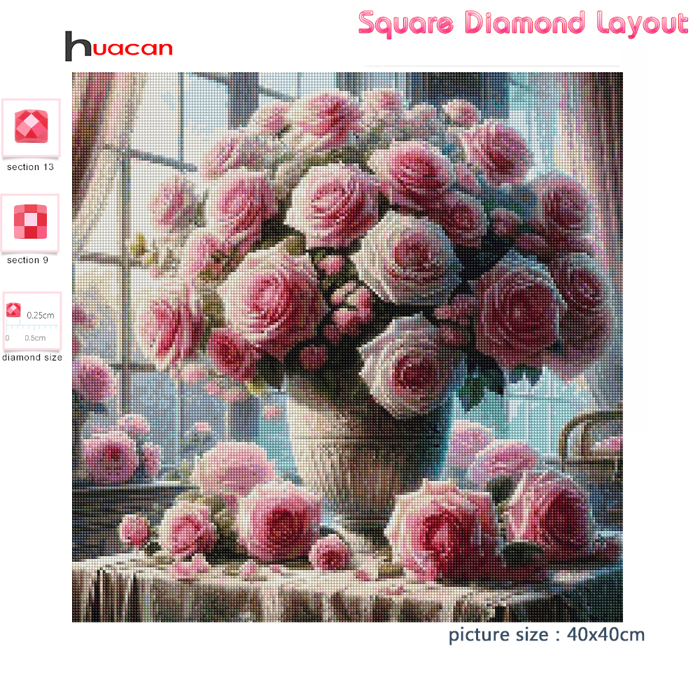 1PC frameless  5D Diy Diamond  - Home Decor Vase With Flowers 리뷰 및 가격