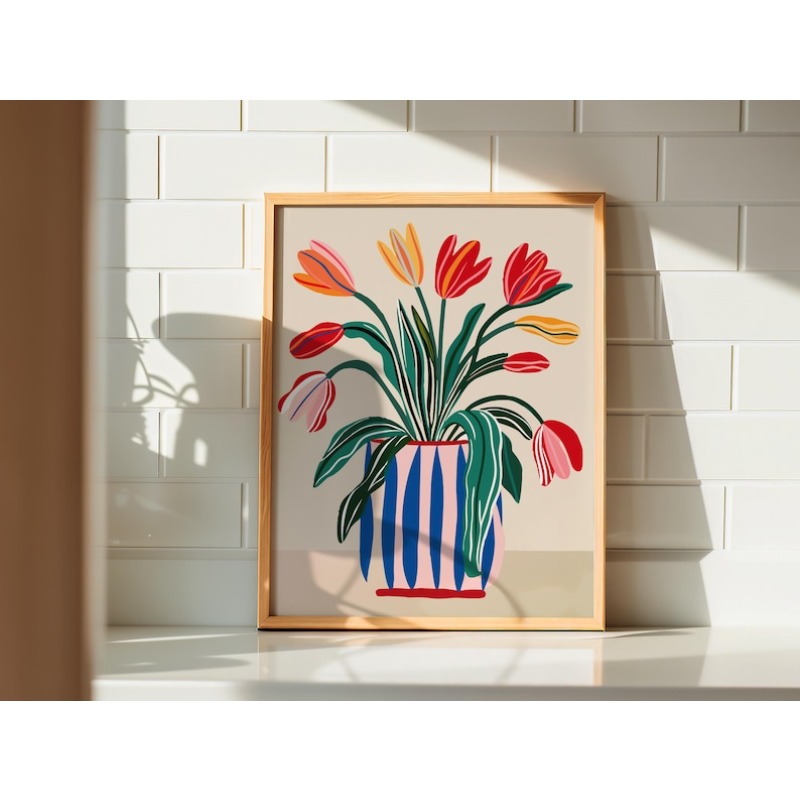 2pcs Tulip Flowers Canvas Wall - Home Decor Vase With Flowers 리뷰 및 가격