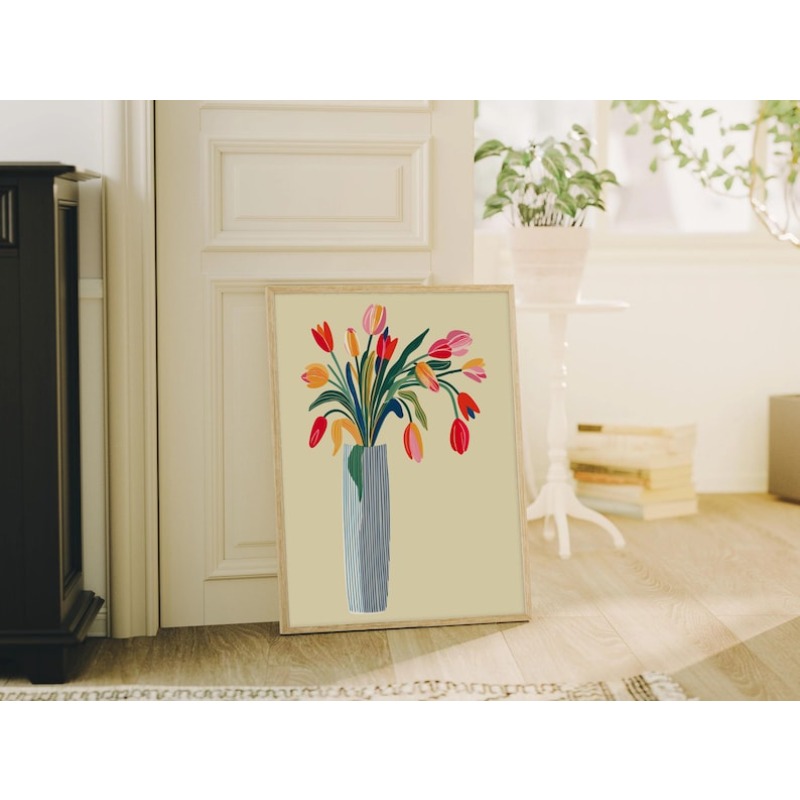 2pcs Tulip Flowers Canvas Wall - Home Decor Vase With Flowers 리뷰 및 가격