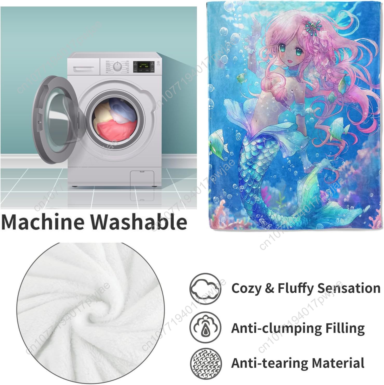 Cute Mermaid Blanket Cartoon F - Home Decor Sofa 리뷰 및 가격