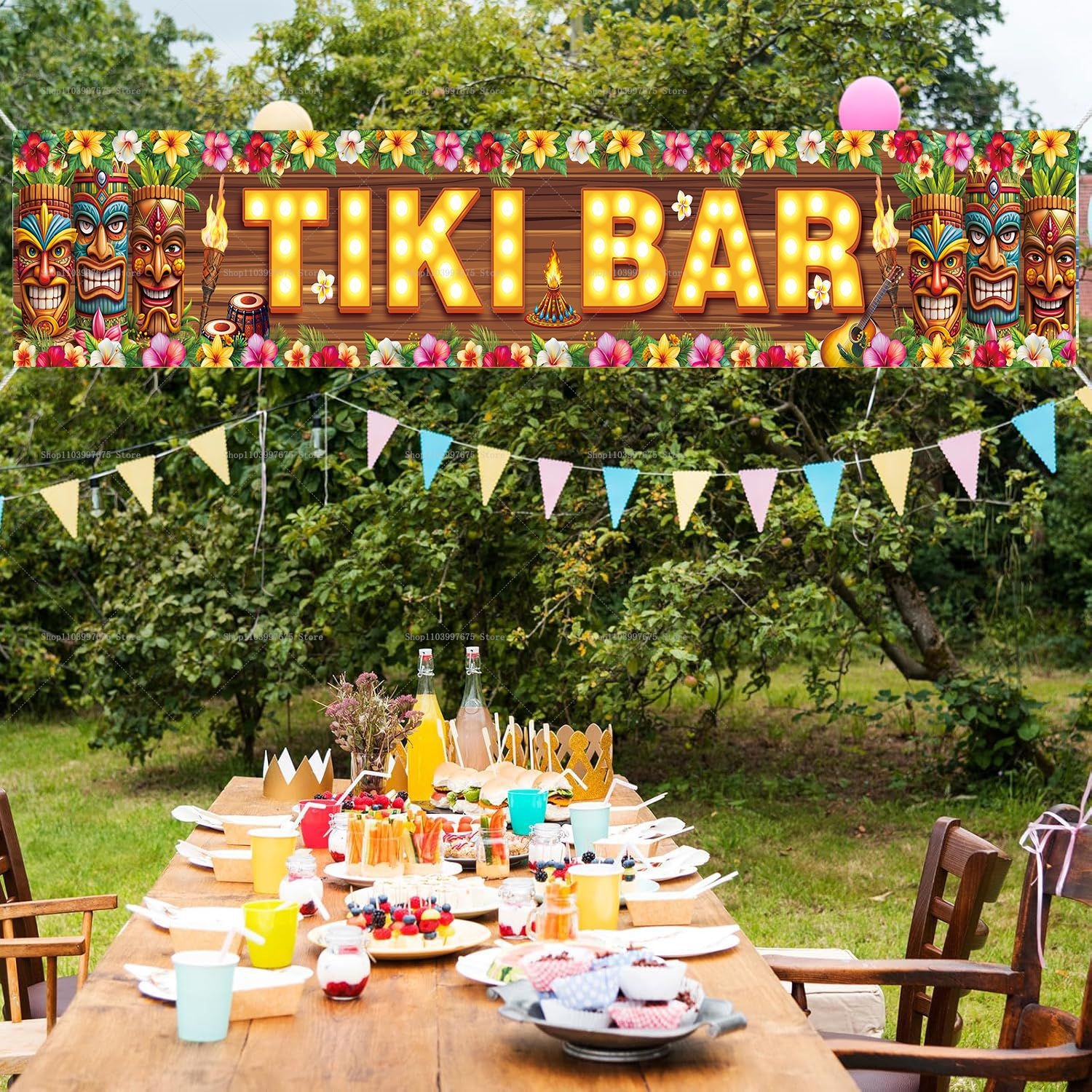 Vibrant Tiki Bar Banner Tropic - Home Decor Nearby 리뷰 및 가격