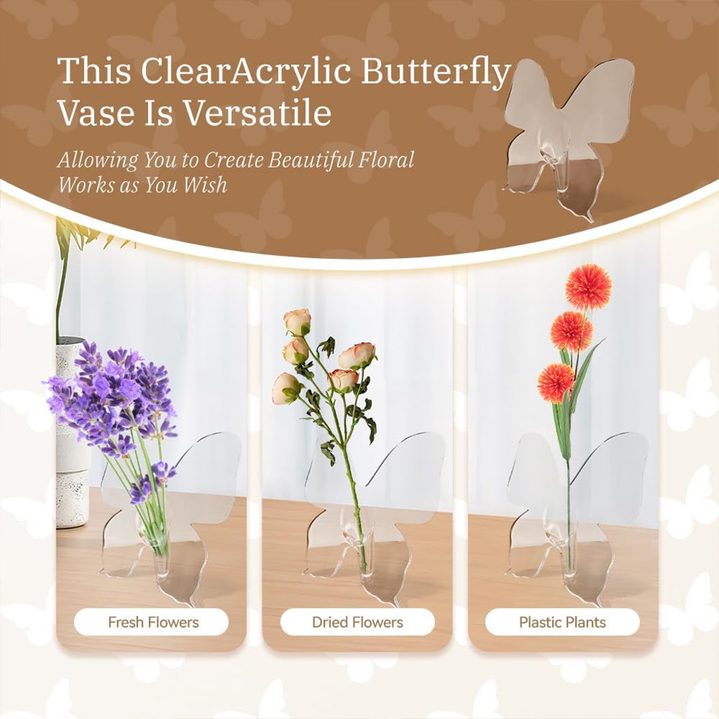 Transparent Butterfly Acrylic  - Home Decor Vase With Flowers 리뷰 및 가격