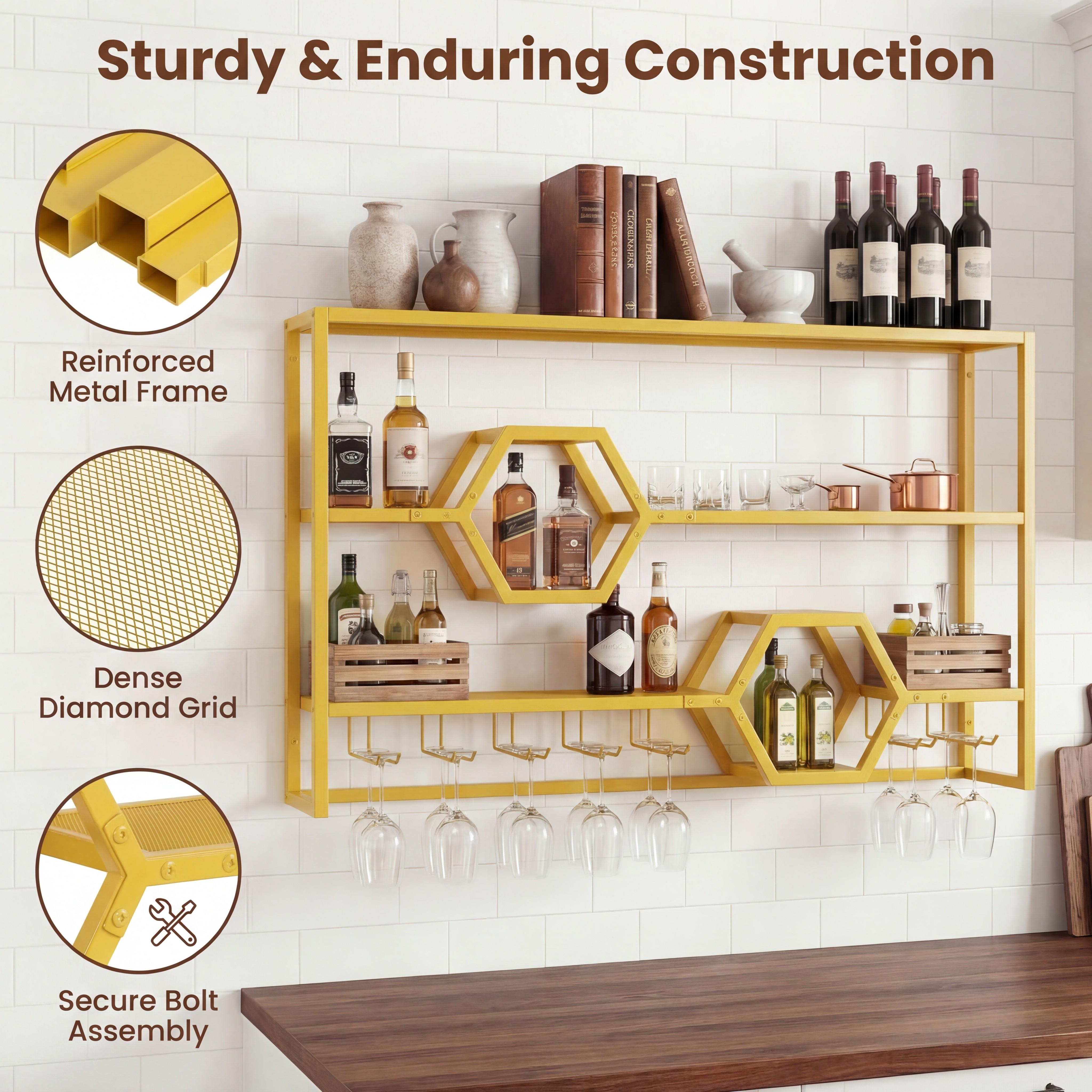 Wall Mounted Wine Rack 47” Lar - Floating Shelves 리뷰 및 가격